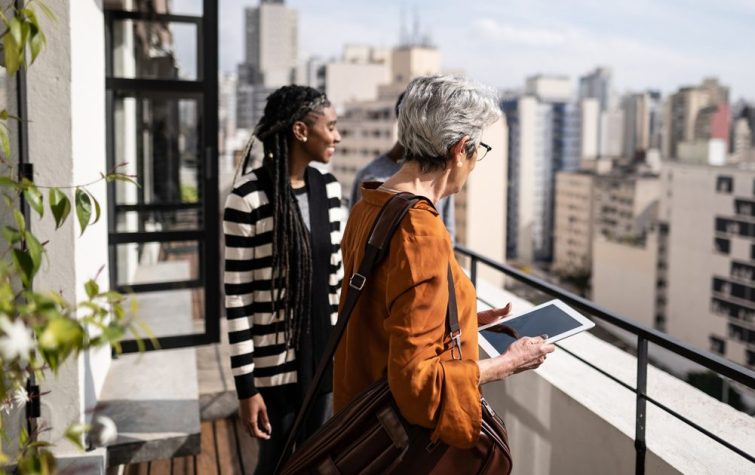 People meeting in a new city