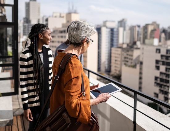 People meeting in a new city