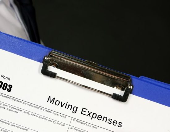 clipboard with form titled moving expenses