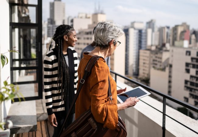 People meeting in a new city